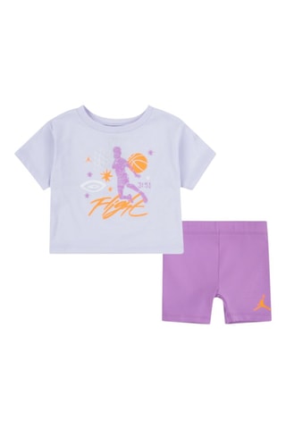 Tshirt et short Mini me Flight - Blanc, orange et violet