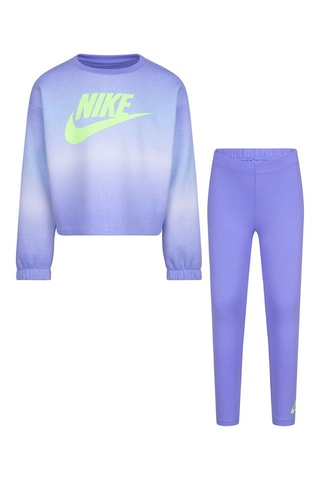 Sweat dip and dye et legging - Blanc, vert et violet