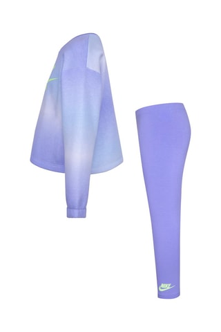 Sweat dip and dye et legging - Blanc, vert et violet