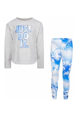 Sweat et legging - Blanc, bleu et gris