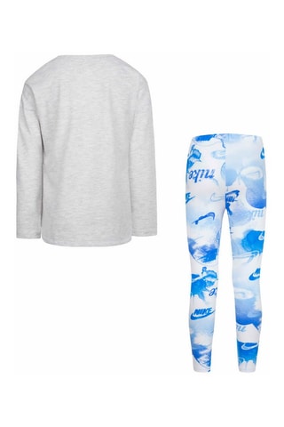 Sweat et legging - Blanc, bleu et gris