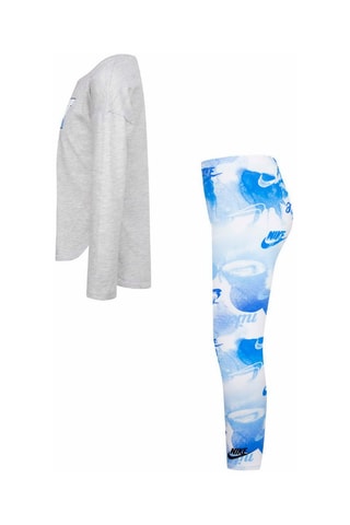 Sweat et legging - Blanc, bleu et gris