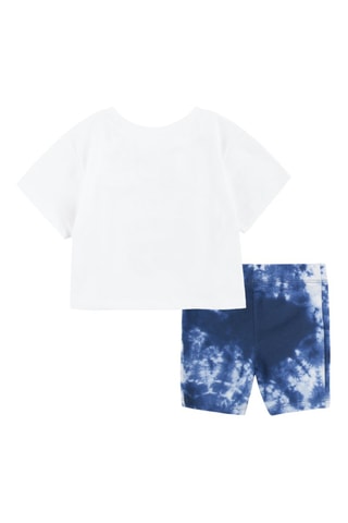 Tshirt et short de cyclisme tie and dye Cloud - Blanc et bleu