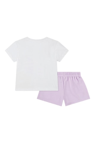 Tshirt et short - Blanc, vert, jaune et rose