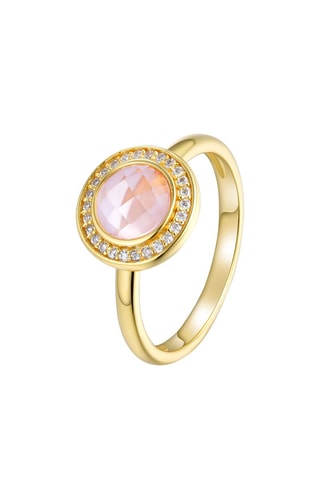 Anillo - Plata esterlina bañada en oro fino amarillo y cuarzo rosa