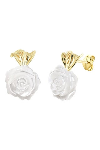 Pendientes - Plata chapada en oro amarillo y nácar