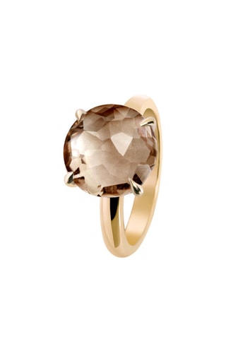 Anillo Plata chapada en oro amarillo y cuarzo ahumado