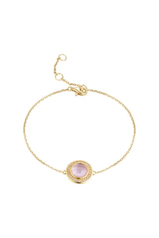 Pulsera - Plata esterlina bañada en oro fino amarillo y cuarzo rosa