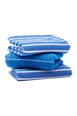 Strofinaccio e 2 tovaglioli - Blu e bianco