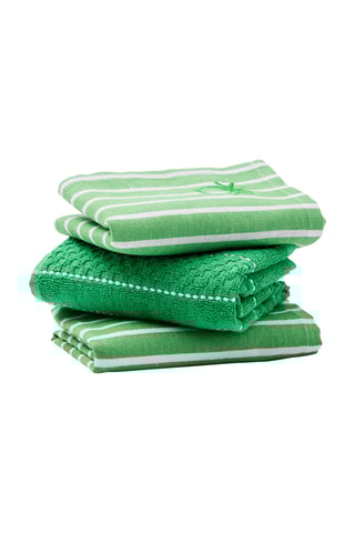 Strofinaccio e 2 tovaglioli - Verde e bianco