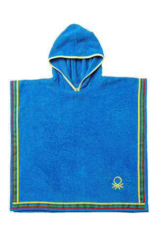 Poncho con cappuccio  - Blu