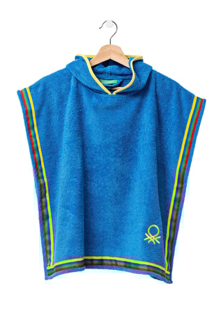 Poncho con cappuccio  - Blu