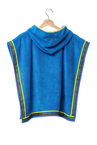 Poncho con cappuccio  - Blu