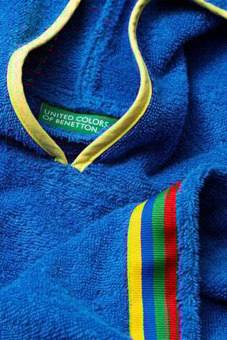 Poncho con cappuccio  - Blu