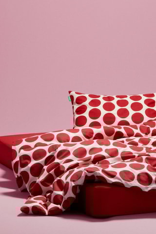 Parure copripiumino in cotone 71 fili/cm² - Bianco e rosso