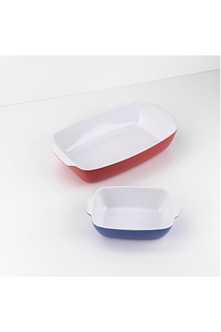 2 piatti da portata in grès - 32,5 x 20,5 x 7,5 / 20 x 13 x 6 cm