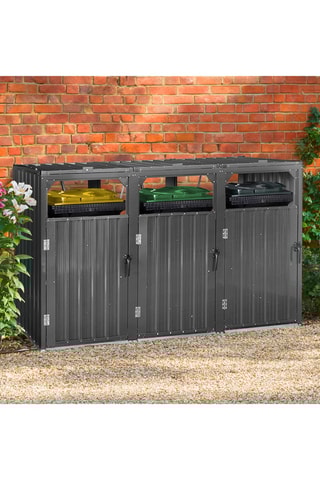 Cache-poubelles triple  - 221 x 80 x 120 cm