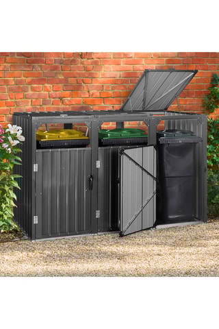 Cache-poubelles triple  - 221 x 80 x 120 cm