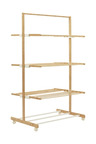 Etendoir 3 niveaux pliable en bambou - 22 m d'étendage