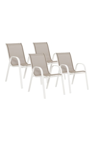 4 chaises de jardin empilables - Beige et blanc