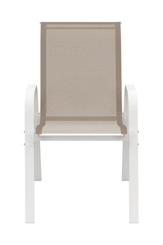 4 chaises de jardin empilables - Beige et blanc