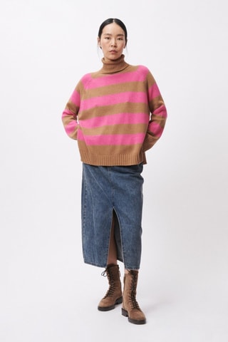 Wollen en Kasjmier Trui Aggie - Camel en Roze