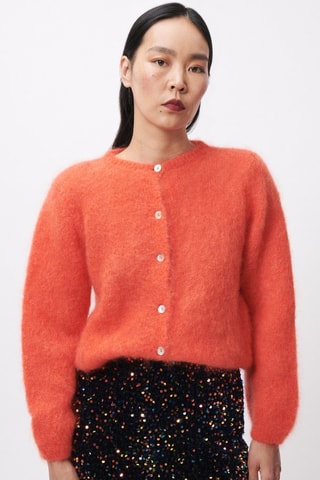 Mohair en Wollen Vest Calixta - Oranje