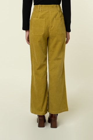 Velours Broek Hoge Taille Yiwen - Olijfgroen