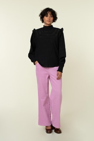 Velours Broek Hoge Taille Yiwen - Roze