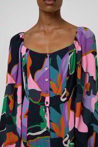 Blouse-Jurk Jenine - Zwart en Paars