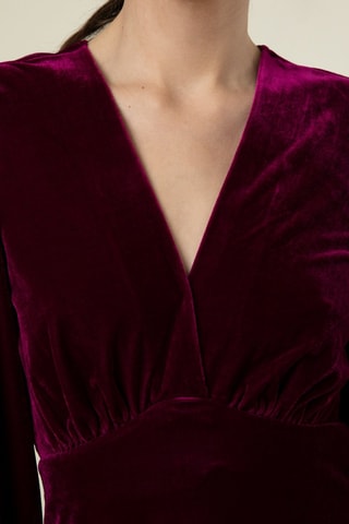 Velours Midi-jurk Galane - Bordeauxrood