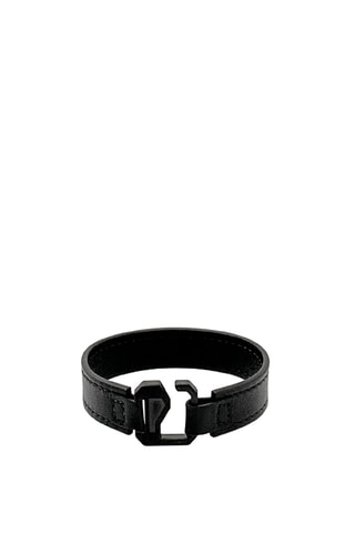 Leren Open Armband - Zwart