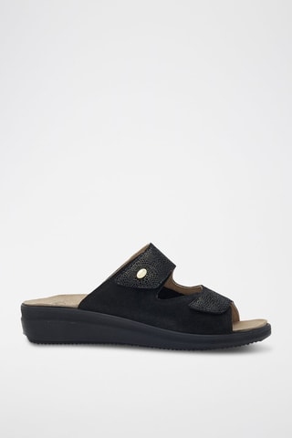 Mules com cunha em nobuck Antonia - Preto - 