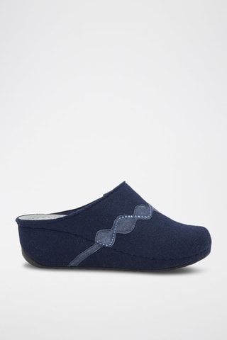 Socas com cunha em lã e nobuck Inverness Strass Wedge - Azul-marinho - 