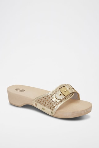 Sandalias de piel de tacón Pescura Heel Rafia - Dorado