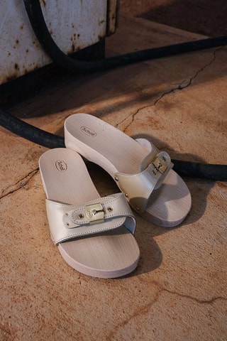 Sandalias de piel de tacón Pescura Heel Rafia - Dorado