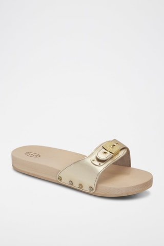 Mules em couro Pescura Flat Dourado - Dourado