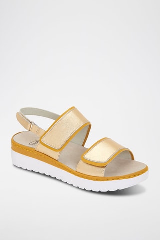 Sandalias de piel de cuña Viareggio - Dorado