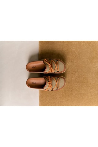 Zuecos de piel con plataforma Lindsay - Verde y marrón