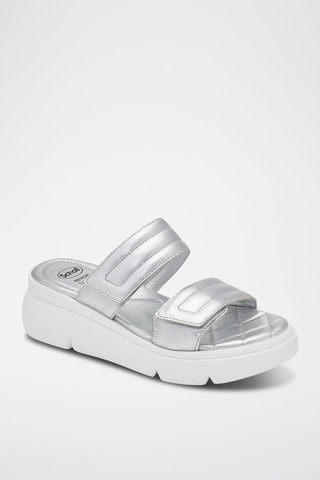 Mules em couro Bali 2 Straps - Prateado - Prateado