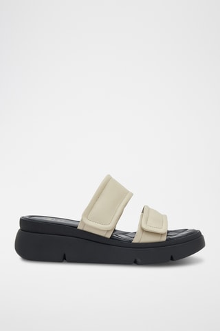 Sandalias de piel con plataforma Bali - Beige