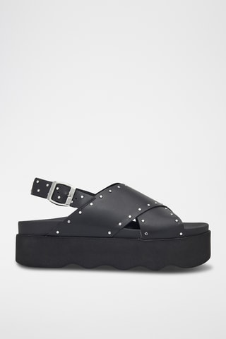 Sandalias de piel con plataforma Chantal - Negro
