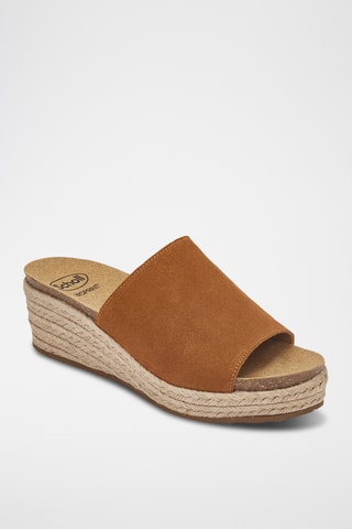 Sandalias de nobuk de cuña - Marrón