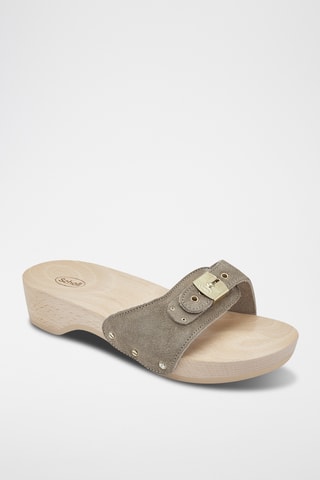 Sandalias de nobuk y madera de cuña Pescura - Beige