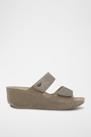Sandalias de nobuk de cuña Aberdeen - Topo