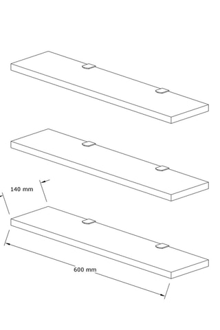 3 étagères murales - 60 x 1,8 x 14,5 cm