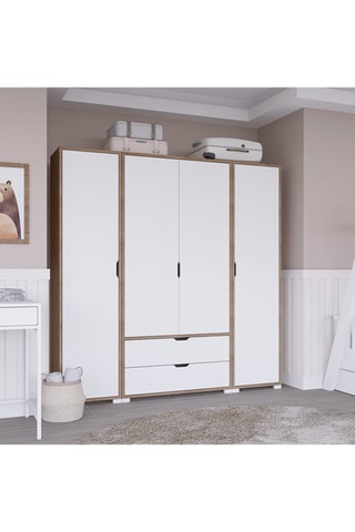 Armoire 4 portes Nisan - 140 x 182 x 45 cm