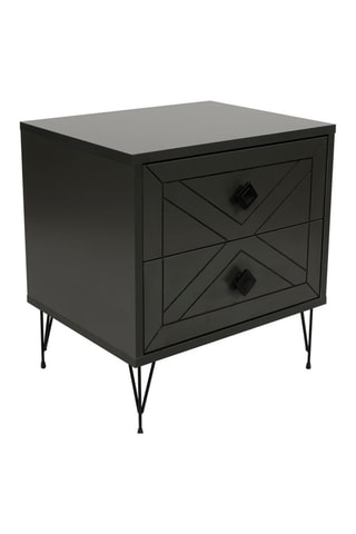 Table de chevet 2 tiroirs - Anthracite et noir