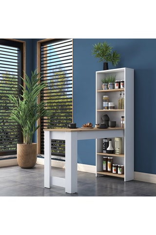 Table de cuisine avec étagère - 120 x 154 x 54 cm