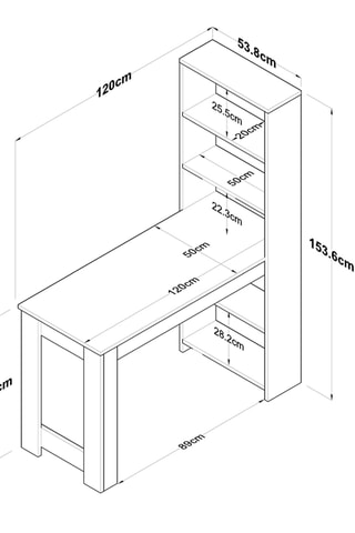 Table de cuisine avec étagère - 120 x 154 x 54 cm